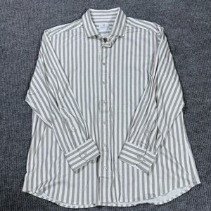 Emanuel Berg Modern Fit Mens 2XL 18” Gray Stripe Stretch Byron Performance Shirt